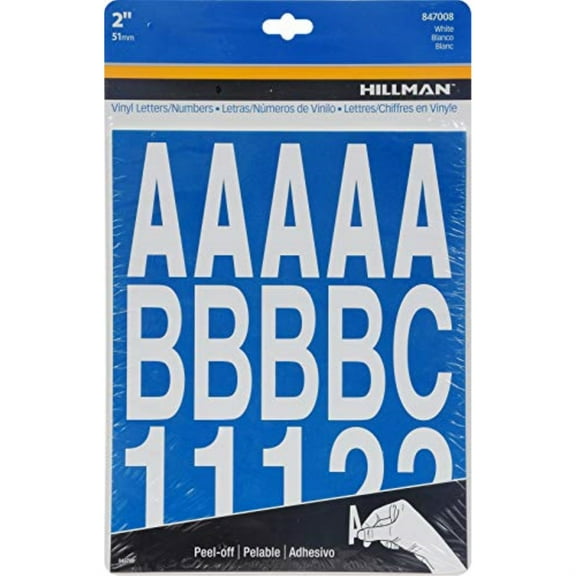 Hillman 2 Inch Vinyl Glossy White Weather Resistant Letter and Number 205 Piece