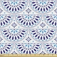 thumbnail image 1 of Folk Fabric by the Yard, Ornamental Image of Traditional Floral Motifs Repeated Horizontally, Decorative Upholstery Fabric for Chairs & Home Accents, Dark Violet and Sky Blue by Ambesonne, 1 of 5