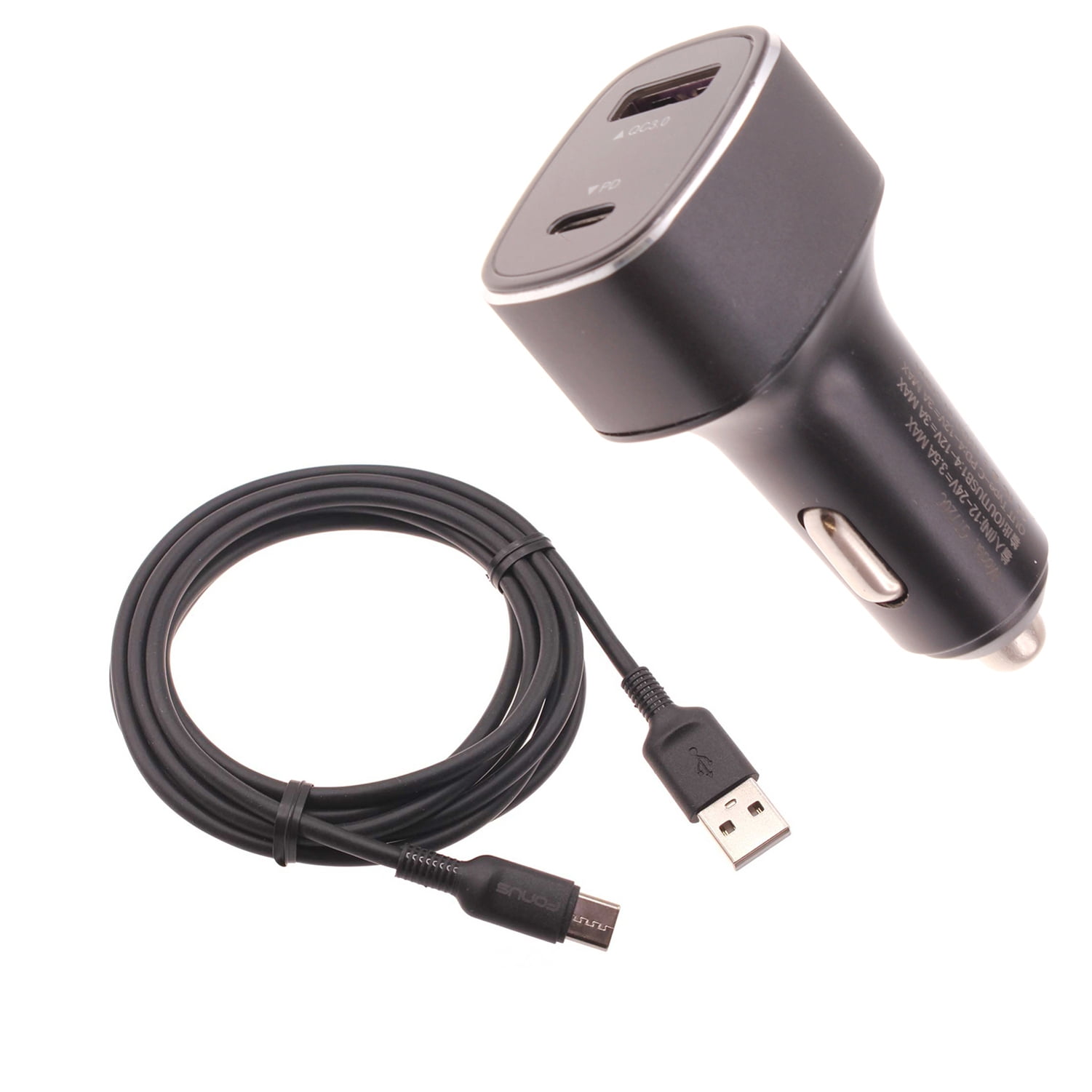6ft USB-C Cable 36W PD Fast Car Charger for Samsung Galaxy S24 Ultra/Plus - 2-Port Long Cord Power Adapter Type-C Wire DC Socket
