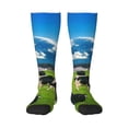 thumbnail image 1 of Bingfone Grazing Cows Mountain View Print Compression Socks for Women and Men Long Socks for Running Athletic Cycling Nurse, 1 of 6