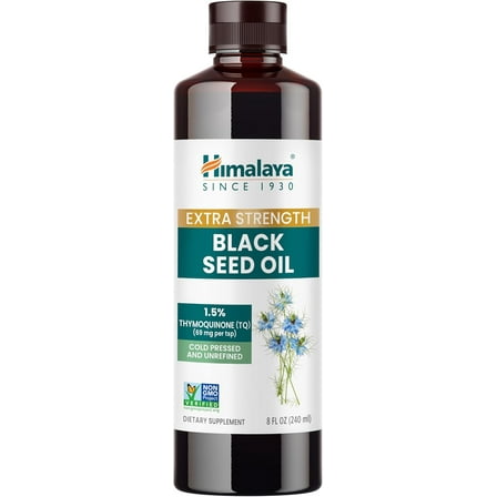Himalaya Extra Strength Black Seed Oil, Cold-Pressed & Unrefined, 1.5% Thymoquinone (69 mg per TSP), 8 oz