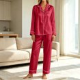 thumbnail image 2 of yillto Women Pajamas Sets Pants Button up Pjs Set Long Sleeve with Pockets Sleepwear Loungewear 2 Piece, 2 of 6