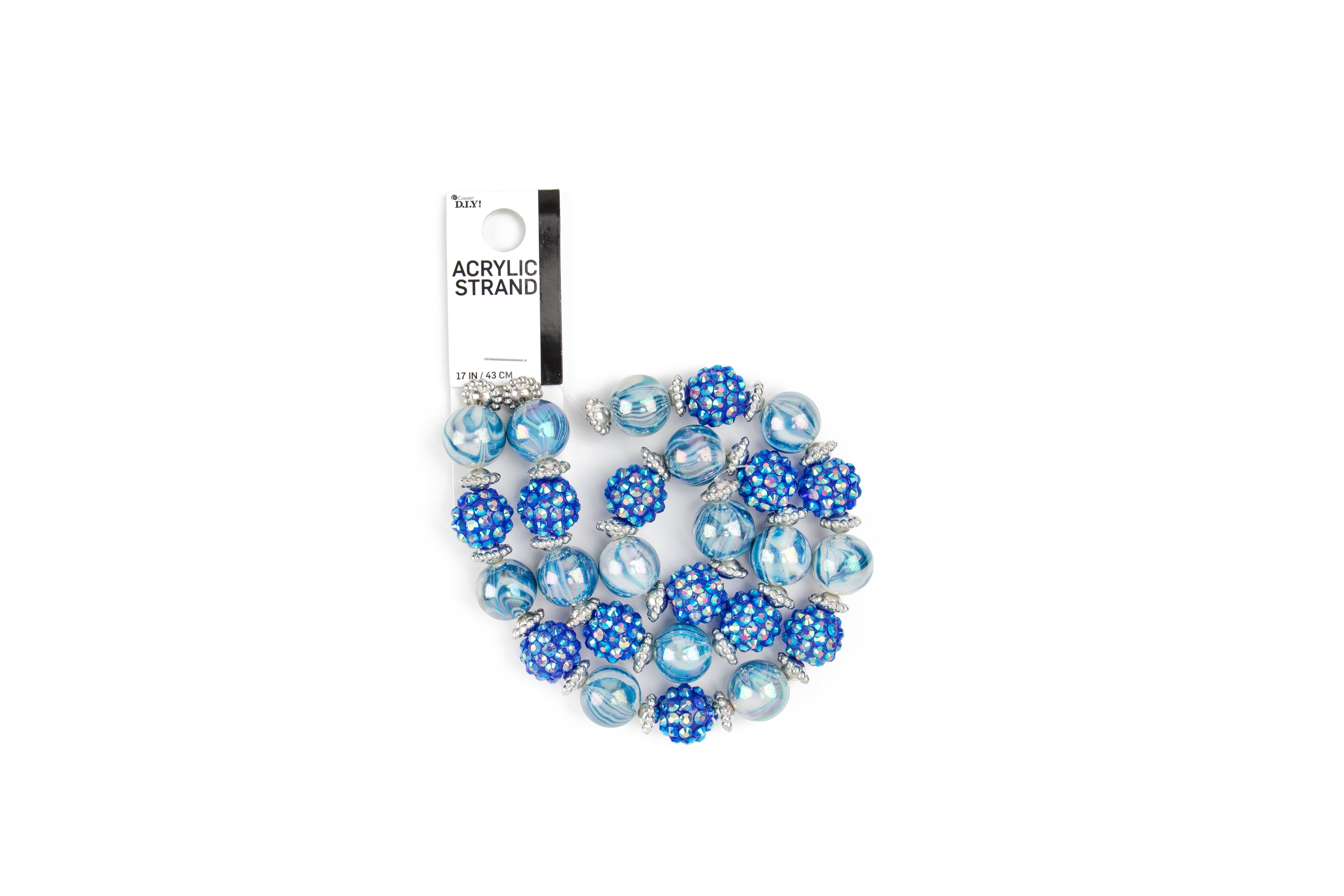 (2 pack) Cousin DIY Acrylic Shambala Bead Strand, Blue AB/White, 17 in, 54 Piece, Unisex, Adult, AJM63518529