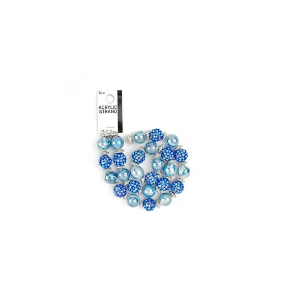 Cousin DIY Acrylic Shambala Bead Strand, Blue AB/White, 17 in, 54 Piece, Unisex, Adult, AJM63518529