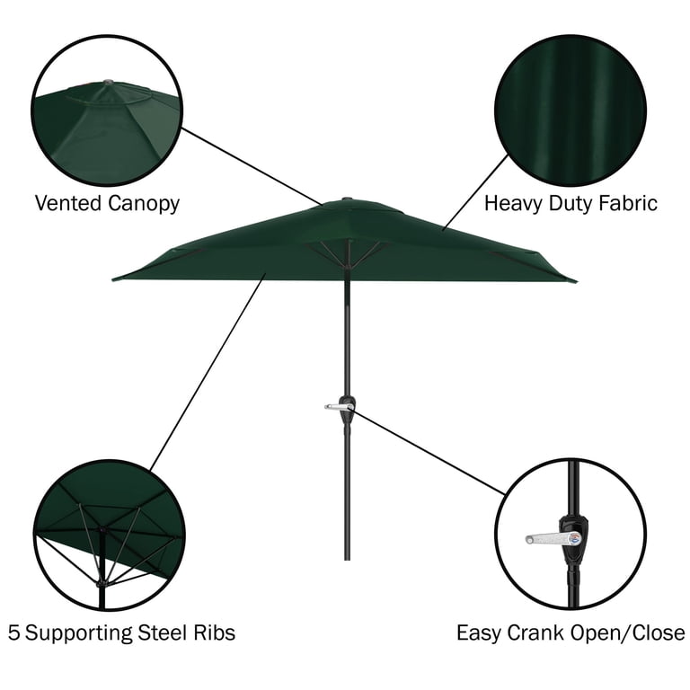 Pure Garden 9ft Half Umbrella for Balcony and Patio photo 3