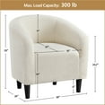 thumbnail image 3 of Yaheetech Upholstered Accent Club Chair with Barrel Back, Ivory, 3 of 5