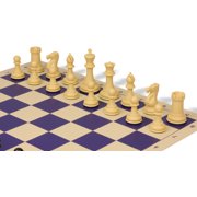 Conqueror Plastic Chess Set - Black & Camel Pieces with Rollup Board - Blue