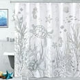 thumbnail image 3 of Nautical Coastal Turtle Shower Curtain, Coral Starfish Seashell Ocean Themed Bathroom Curtain, Underwater Seahorse Bathroom Decor Grey 72 x 72 inch, 3 of 6