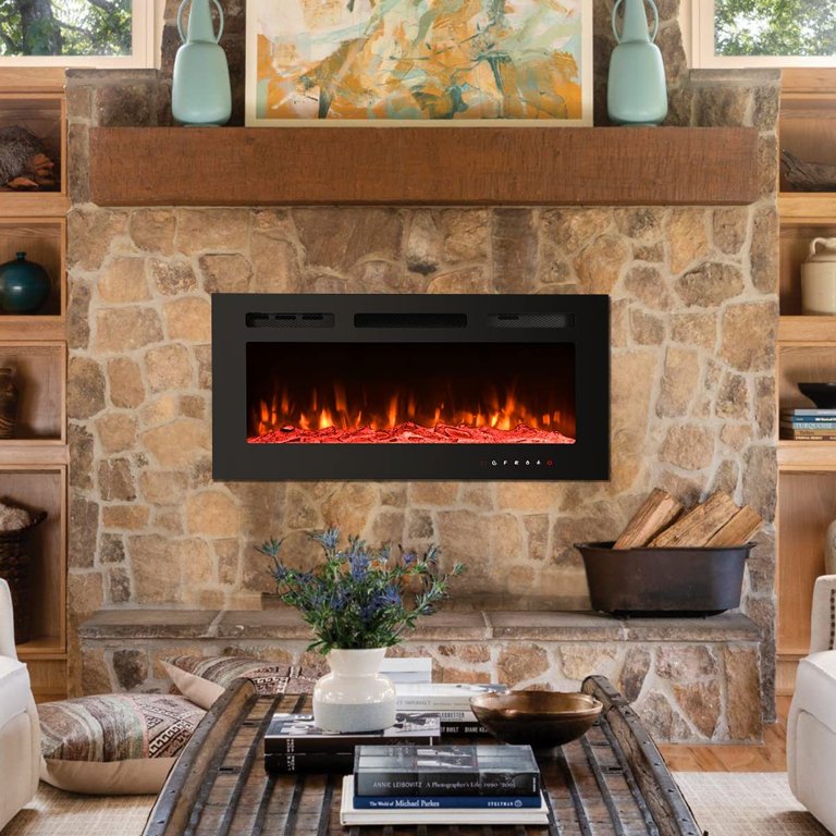 Yoleny 36 inch Electric Fireplace with Free Standing,Wall Mounted Fireplace  Insert Heater with Touch Screen Control Panel ,Recessed Electric Fireplace,12  Color LED Flamer, 750/1500W - Walmart.com