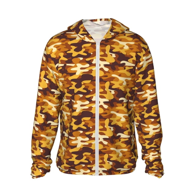 Fotbe Desert Camouflage Chaqueta con Protección Solar UPF 50+ para Hombre y Mujer, Camisa con Capucha y Bolsillos-Large