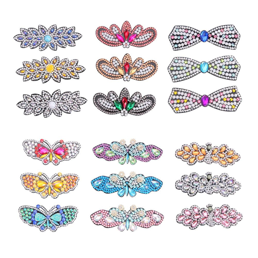 Diamond Pictures for Home Wall Decor 3pcs Butterfly Rhinestone Hair Clip DIY Crystal Bowknot Barrettes Diamond Drawing Art Kits Kits Style 6 
