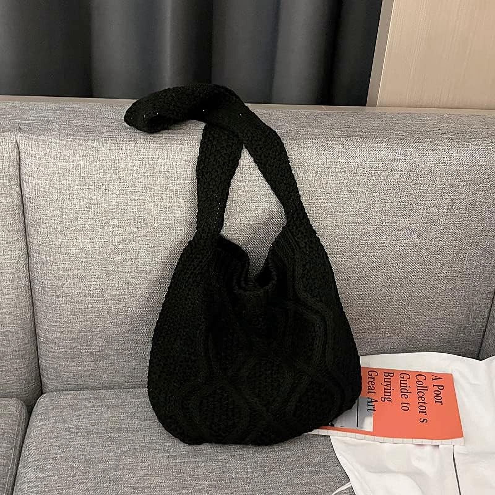 Women's Crochet Tote Bag Knitted Aesthetic Shopping Bag Cute Purses Crocheted Hobo Bag