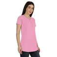 thumbnail image 2 of Inkmeso Womens Short Sleeve Button Tunic Top Cotton Tee Long Length Tshirt For Leggings, 2 of 8