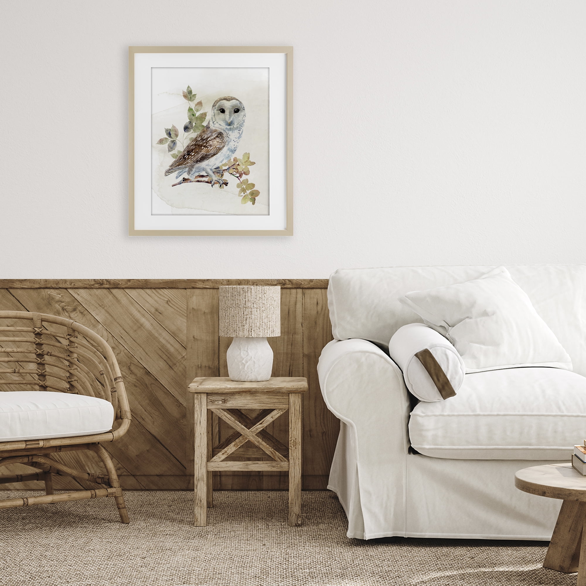 Stupell Industries Owl Among Autumn Leaves Birch Framed Print Under Glass, design by CAD Designs