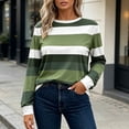thumbnail image 4 of Warop Women's Striped Shirt Long Sleeve Crewneck Pullover Top Slim Fit Casual Basic Tees Fall Outfits, 4 of 7