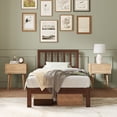 thumbnail image 6 of Novilla 12 Inch Twin Size Bed Frame Solid Wooden Twin Bed Frames with Headboard Wooden Classic Bed Frame Foundation, No Box Spring Needed, Easy Assembly, Walnut, 6 of 8
