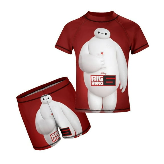 Big Hero 6 Boys 2-Piece Swimsuit Set, Short Sleeve Rash Guard & Swim Trunks