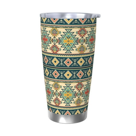 

Uemuo Traditional Tribal Aztec1 Print Travel Coffee Mug 20oz Double-walled Car Cup Stainless Steel Insulated Tumbler Leak-proof Travel Cup Reusable Straw Car Cup-Without Straw