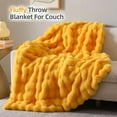thumbnail image 4 of Faux Fur Throw Blanket for Couch – Mustard Yellow Fluffy Cozy Rabbit Fleece, Plush Soft Bubble Blanket for Sofa & Bed, for Mom, Warm Fuzzy Home Room Decor Throw 60" x 80", 4 of 14
