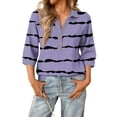 thumbnail image 2 of Garbnen Women's 3/4 Length Sleeve Tops Fashion Striped Womens Henley Tops Spring Summer Three Quarter Sleeve Button Blouse Women, 2 of 4