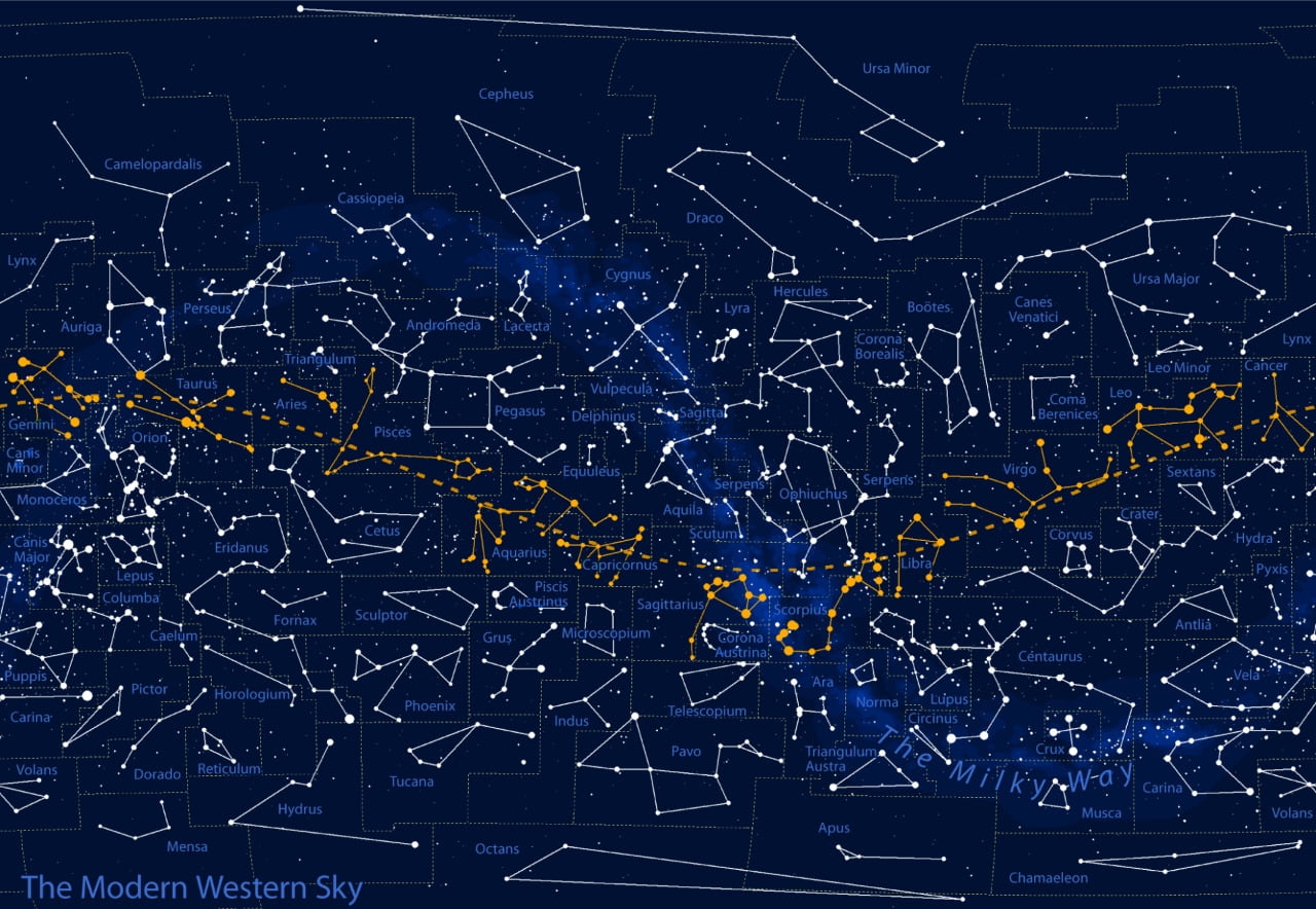 Constellation Map 88 Astronomy Stars 20 Inch By 30 Inch Laminated 