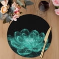 thumbnail image 3 of Teal Black Floral Round 13 Inch Placemats Set of 4, Modern Minimalist Ombre Botanical HeatResistant Non Slip Place Mats for Dining Table, Wipeable Braided Kitchen Table Mats for Housewarming, 3 of 9