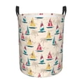 thumbnail image 1 of Balery Reto Marine Nautical Cesta de ropa redonda con asas, impermeable, independiente, para ropa, juguetes, dormitorio y familia-Small, 1 of 6