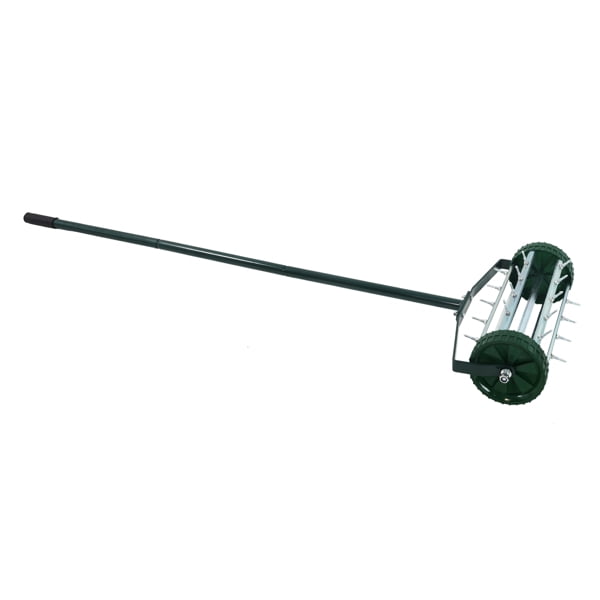 Heavy Duty Rolling Lawn Aerator,Rolling Lawn Aerator, Rotary Push Tine Spike Soil Lawn Aerator Gardening Tool with 3-Piece Long Steel Handle for Garden Yard Grass Maintenance