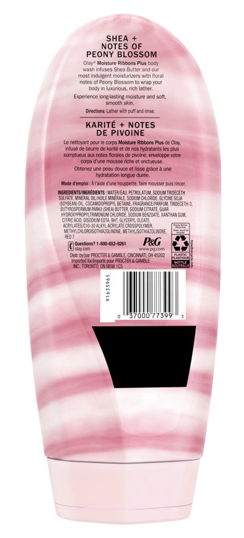 Olay Body Wash Moist Ribbons+ Shea+Notes Of Peony 18oz (Pack of 3)