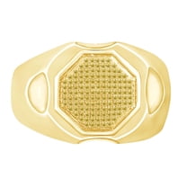 AFFY 0.21 Carat (Ctw) Round Shape Yellow Natural Diamond Men's Anniversary Ring 10k Solid Gold
