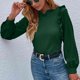 thumbnail image 4 of Blusa informal de manga larga con adornos de volantes, decoración con abertura en la espalda, holgada, con gemelos, blusa de manga larga para mujer, verde, M, 4 of 6
