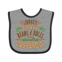 Inktastic Turkey, Gravy, Beans, Rolls, Casserole Boys or Girls Baby Bib