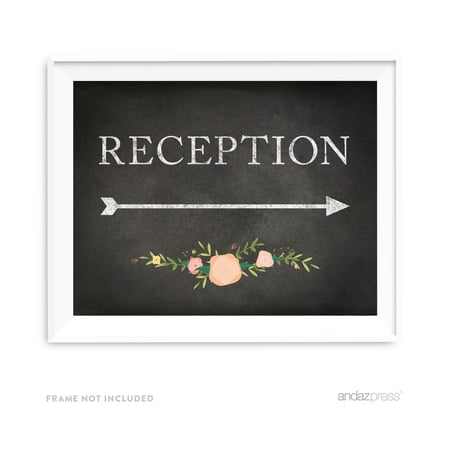 Reception Chalkboard & Floral Roses Wedding Party Directional Signs