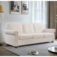 thumbnail image 4 of Modern Velvet 3-Seater Sofa 220×80×75cm with High-Density Foam and Solid Wood Legs for Living Room, 4 of 8
