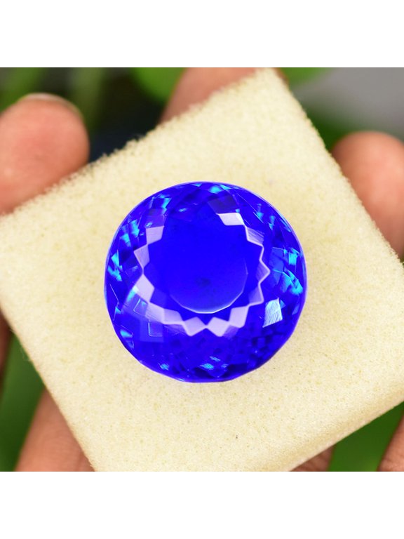 Gemsgrowth Lab Created Blue Sapphire Loose Gemstone, 67 Carat, Round Cut, Certified, for Jewelry Making, Pendant, Ring, Necklace, Engagement