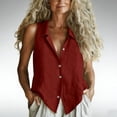 thumbnail image 3 of Tqcoqu Women's Jacket Waistcoat Deep V Neck Sleeveless Button Down Vest Linen Casual Trendy Tank Tops,Wine,Women's S-XXL, 3 of 7