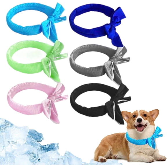 Dog Cooling Bandana 6 Pack, Reusable Ice Neck Wrap Collar for Summer Outdoor Walks