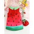 thumbnail image 3 of Suealasg Toddler Girls Fruit Costume Sleeveless Doll Collar Watermelon Print Dress with Bag Baby Party Clothing Costumes, 3 of 8