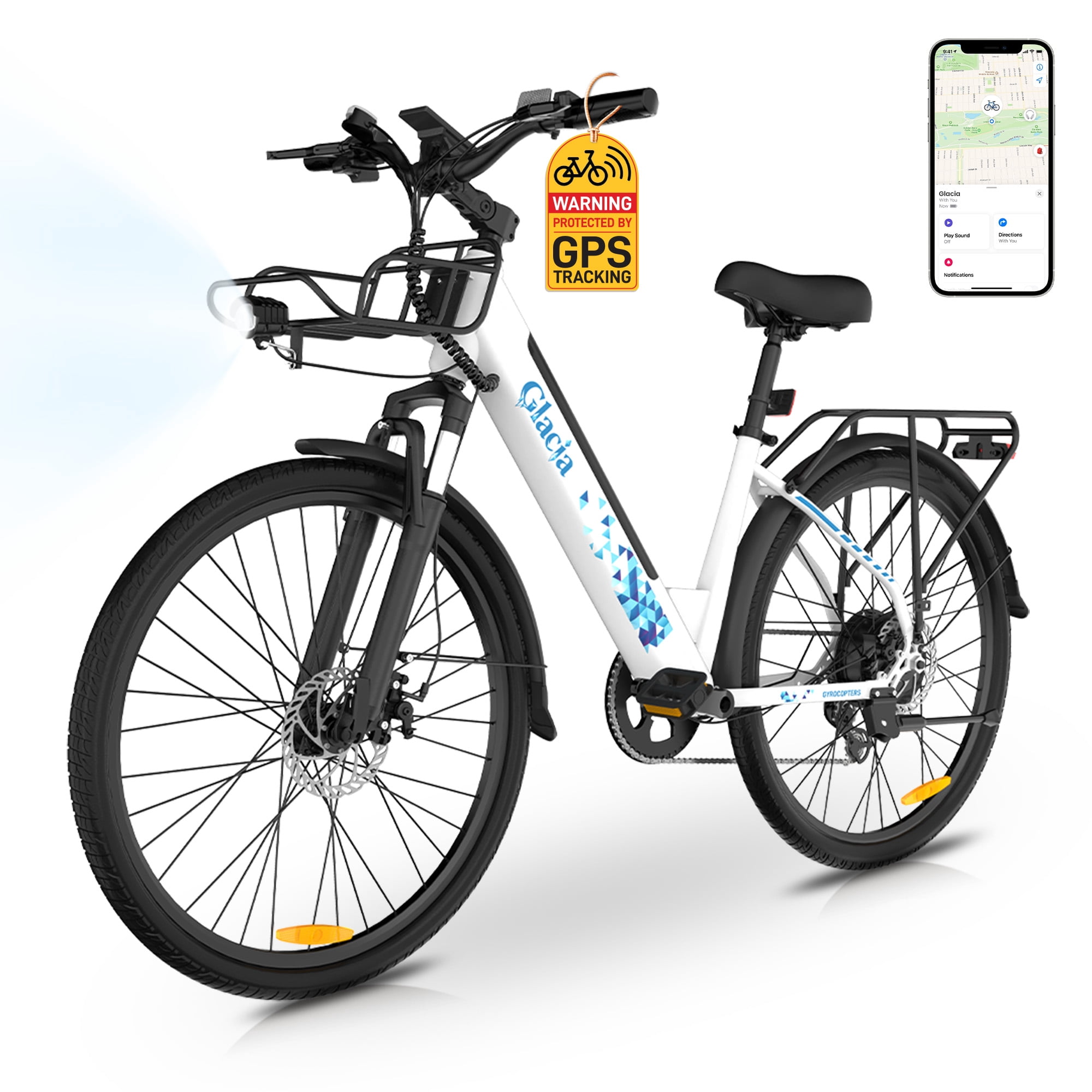 Gyrocopters Glacia Long Range Electric Bike with GPS Tracker