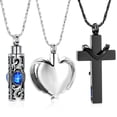 thumbnail image 3 of 3 Pack Urn Necklace for Ashes, Cremation Jewelry for Ashes, Crystal Heart Cross Cubic Ashes Necklace Ashes Keepsake for Men/Women Urn Necklace, 3 of 10