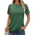 thumbnail image 2 of Zpanxa Women's Raglan Crewneck Tee, Casual Loose Fit Short Sleeve Solid Color Top, 2 of 6
