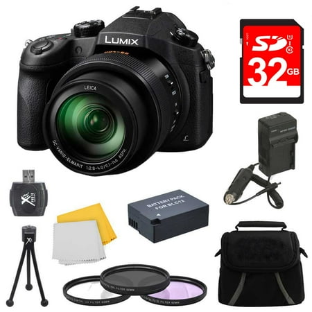 Panasonic LUMIX DMC-FZ1000 Digital Camera 32GB Accessory Bundle Includes: Lumix DMC-FZ1000 4K QFHD/HD 16X Long Zoom Digital Camera (Black), Carry Case, 32GB High Speed Memory Card, Battery & More
