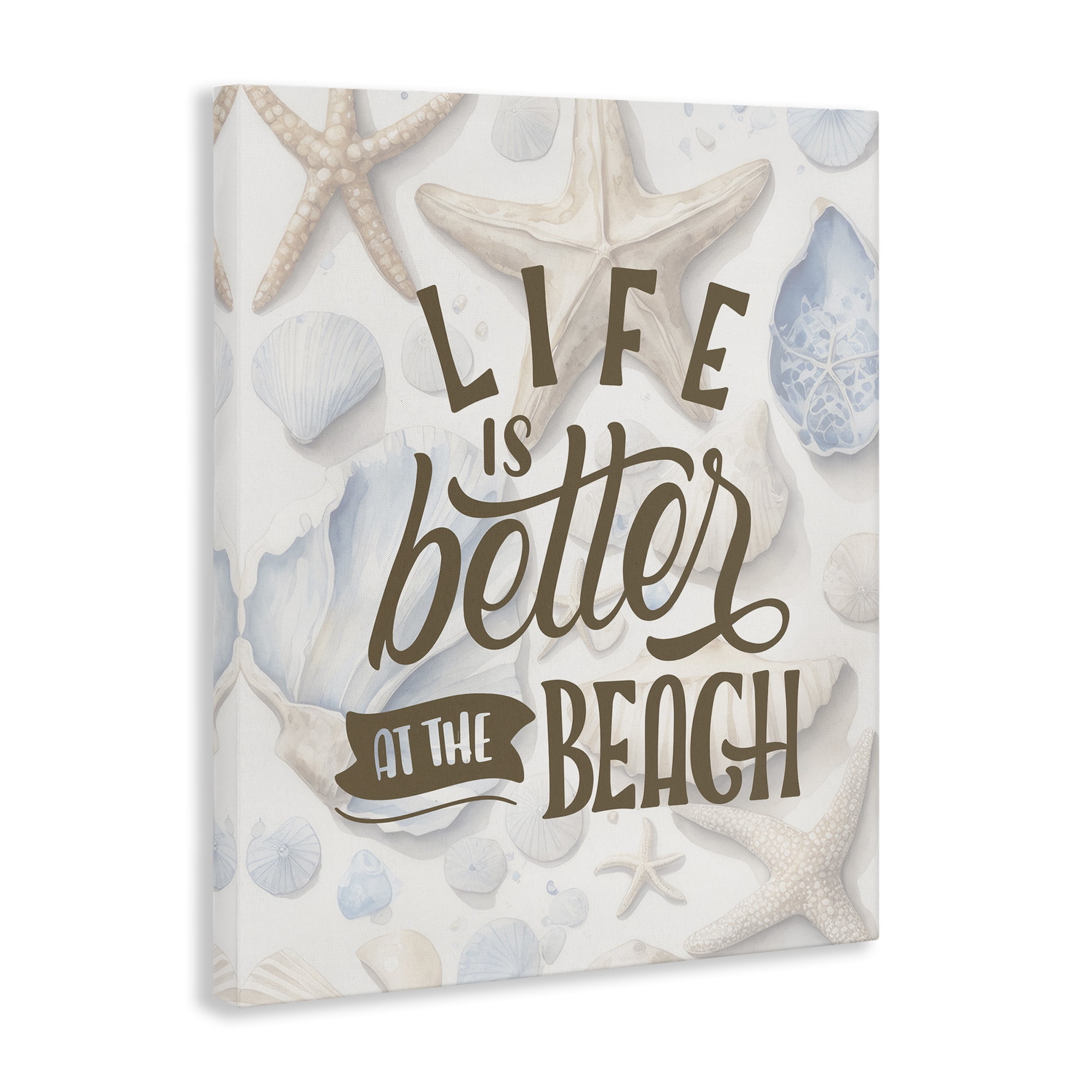 Stupell Industries Patterned Beach Phrase Typography Painting Gallery Wrapped Canvas Art Print Wall Art, 36 x 48
