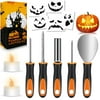 Halloween Pumpkin Carving Kit, Premium Stainless Steel Halloween DIY Decoration Stencils, 2 LED Candles, 13PCS Professional Pumpkin Cutting Supplies Tools with Heavy Duty Knife for Kids & Adults
