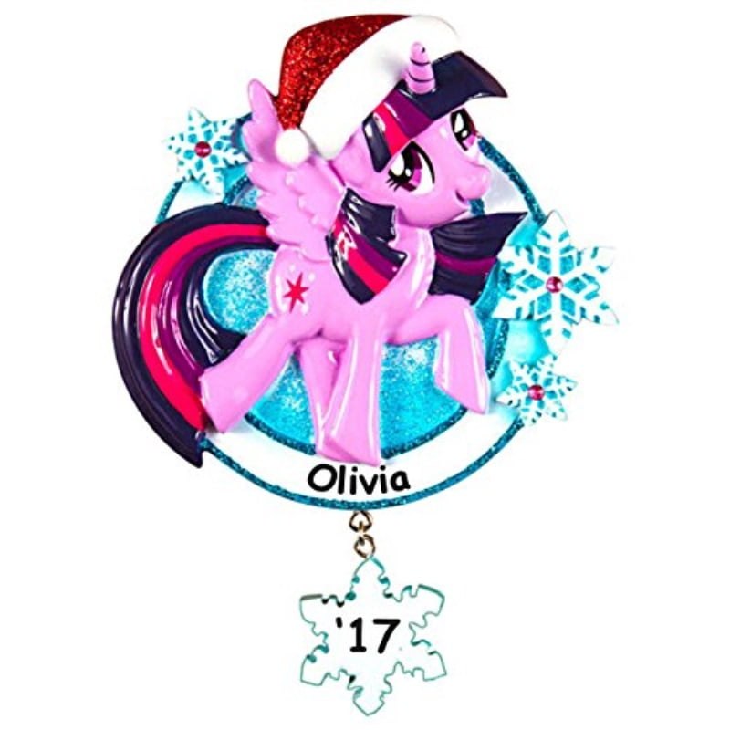 Polar X Personalized My Little Pony Twilight Sparkle Custom Glitter Christmas Ornament with Your 