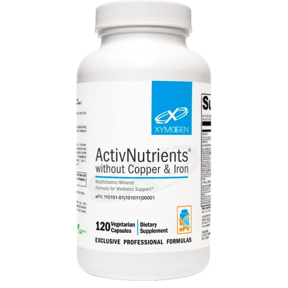 XYMOGEN ActivNutrients Without Copper & Iron - Multimineral Multivitamin for Men   Women with Folate, B12, Zinc and Vitamin C, Beta Carotene, Selenium Supplement - Daily Multivitamin (120 Capsules)