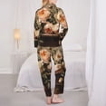 thumbnail image 3 of KLL Vintage Peonies Rustic Charm Print Women's Long Sleeve Pajamas with Pants Sleepwear Loungewear 2 Set-Large, 3 of 8
