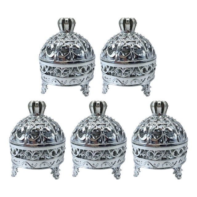 KAKOWELY candy box 5PCS Round Crown Shape Candy Storage Boxes Plastic Creative Gift Boxes Containers for Birthday Wedding Party (Silver)3.54"X2.56"X2.56"