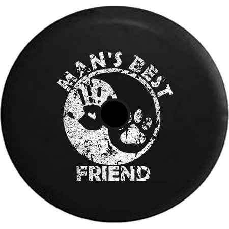 2018 2019 Wrangler JL Man's Best Friend Ying Yang Hand Print Jeep Wave Paw Print Spare Tire Cover Jeep RV 32 InchBack up