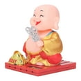thumbnail image 3 of Estatua de Buda con energía solar, diseño de monje, con movimiento automático, para el hogar, coche, talla L, color dorado, 3 of 14
